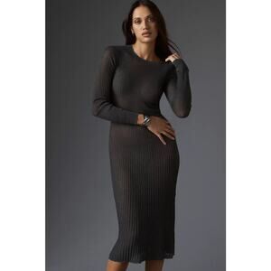 NWT Anthropologie Daily Practice Sheer Sparkle Sweater Midi Dress Size Small